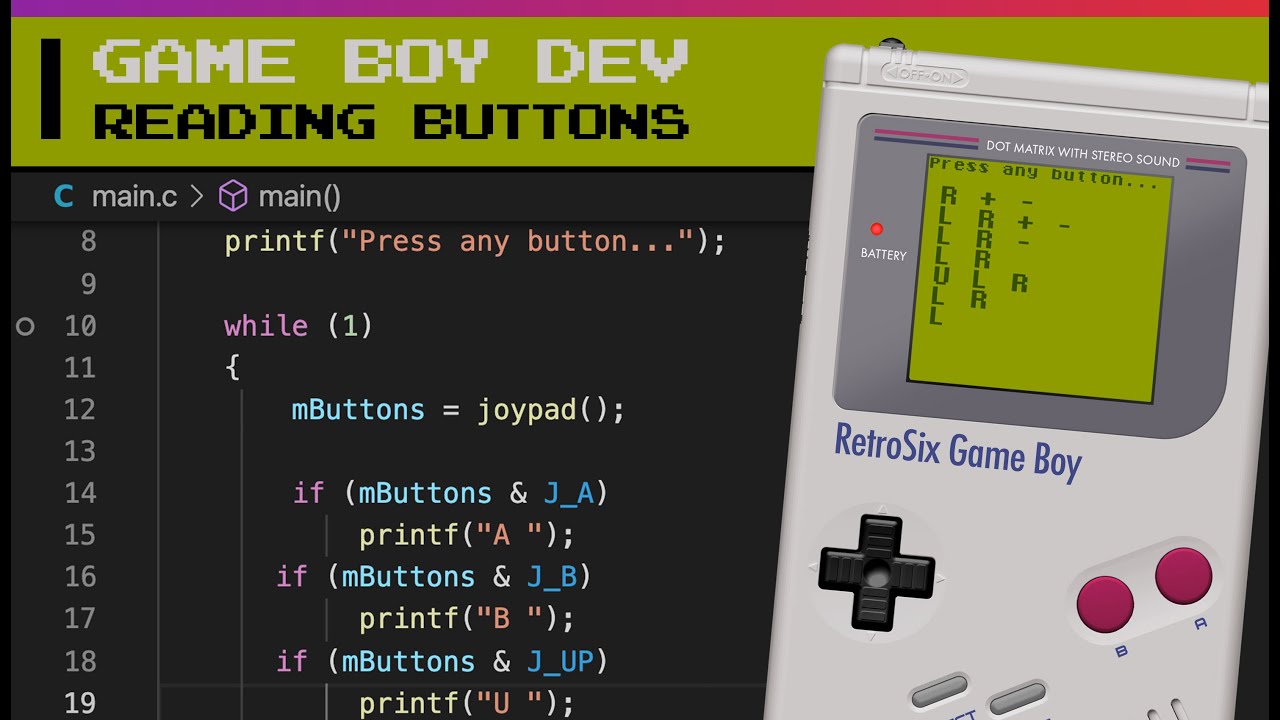 Game Boy Development - 01. Reading Buttons - YouTube