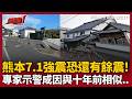 【超政點！】未來恐有同樣規模餘震！熊本7.1強震 專家曝成因「與十年前非常接近」台積電晶圓廠震度5強..線上晶圓全毀?!｜三立新聞LIVE