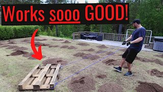 Step by Step Leveling with EASY tools and Reseeding entire lawn!