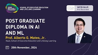 Online Webinar | Postgraduate Diploma in Artificial Intelligence and Machine Learning | AIM | 2024