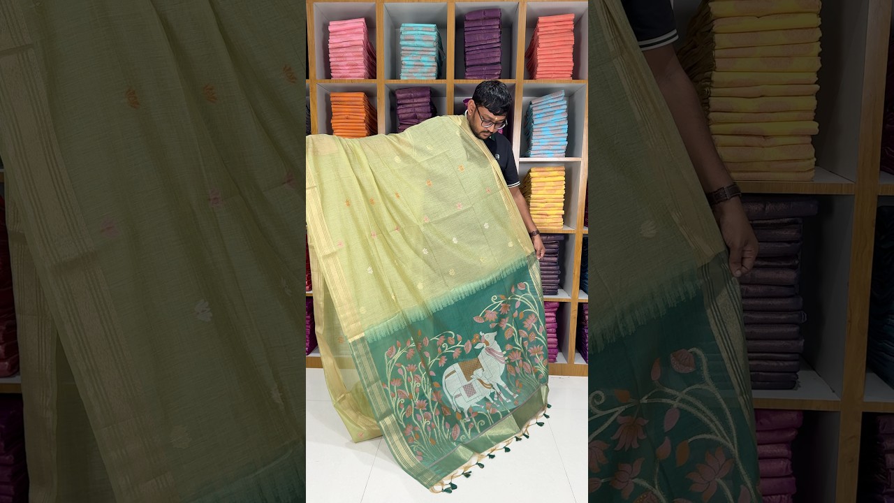 Premium Kamdhenu Pichwai Muga Silk Saree