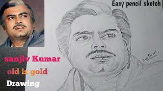 Actor sanjiv Kumar drawing with pencil sketch/old is gold /Easy step by step