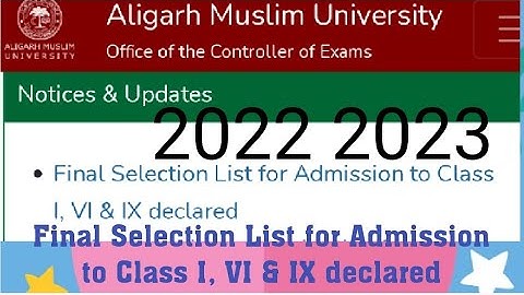 AMU 6th class entrance result declared l 1 class and 9 class entrance result out 2022 2023 l AMU 6
