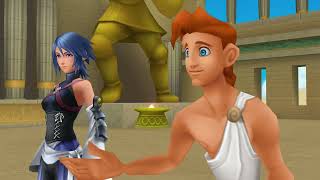 Kingdom Hearts Birth By Sleep Final Mix (PS4) Story Scene #220 - Aqua meets Hercules and Phil