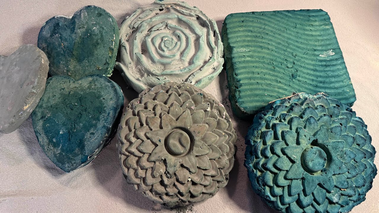 Dark Sculpted Chalk ASMR | Teal Hearts, Rose Molds & Floral Reforms with Deep Texture