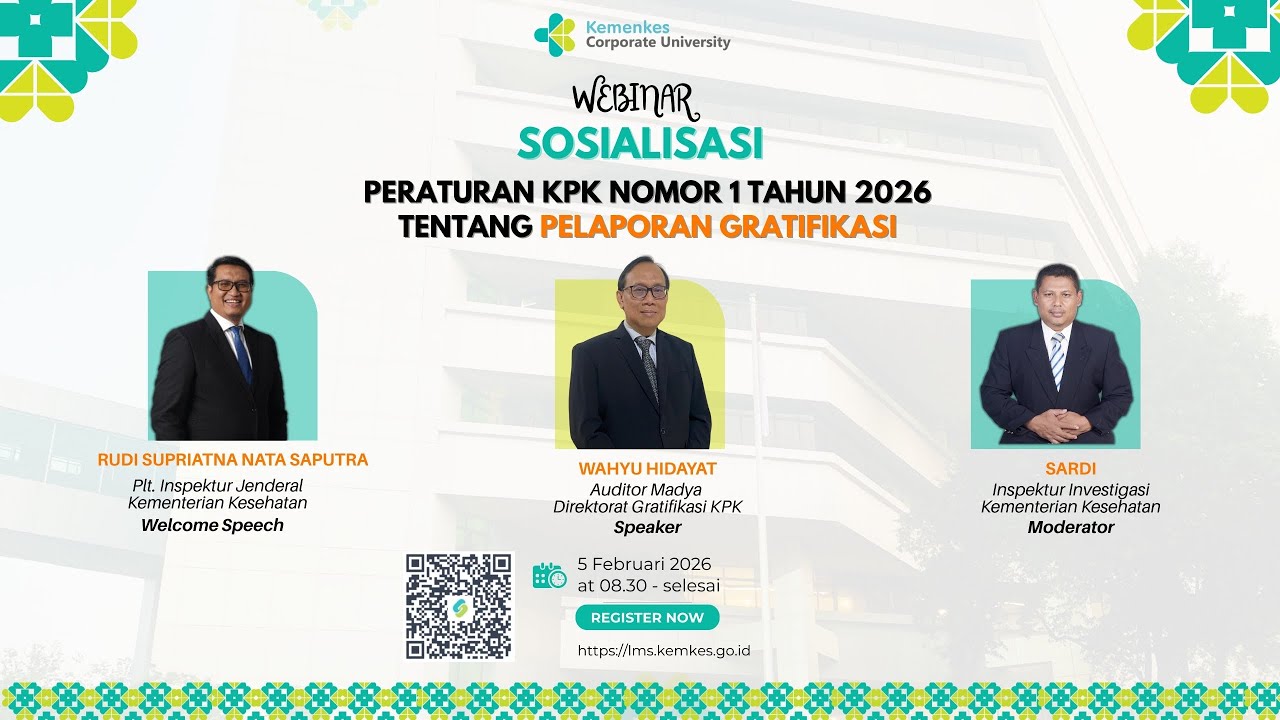Webinar Sosialisasi Peraturan KPK RI Nomor 1 Thn 2026 - Pelaporan Gratifikasi