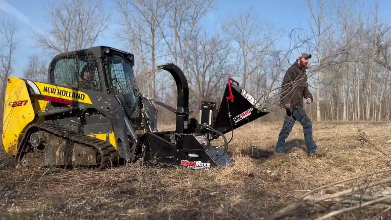 WoodMaxx MX8600SS Skid Steer Wood Chipper in Action 6" Wood Chipper