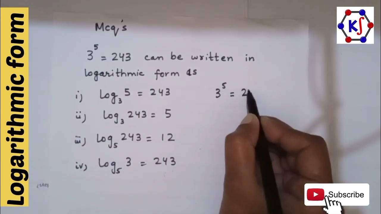 How to convert exponential form to logarithmic form shortquestion 
