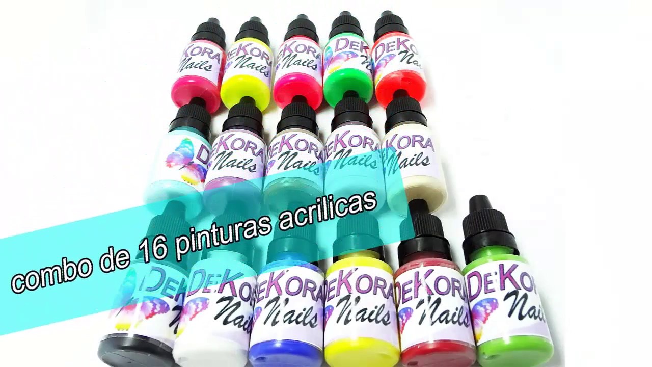 pinturas acrilicas para decoracion de uñas - 16 colores ...