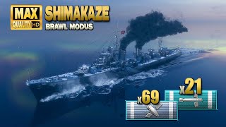 Destroyer Shimakaze in the 'Brawl modus'  World of Warships