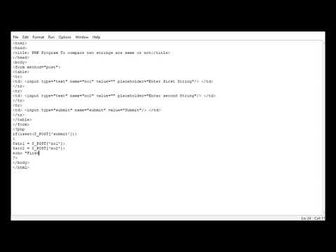 PHP Program To compare two strings are same or not - YouTube