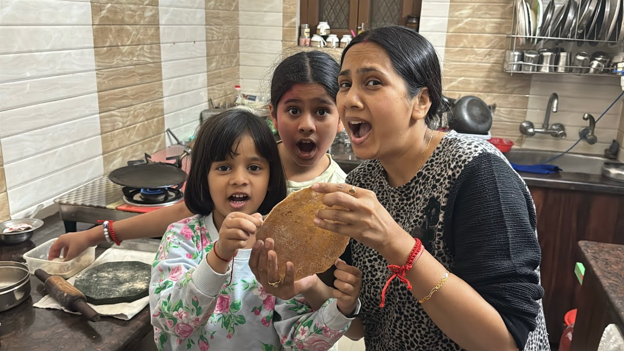 Tiana ne first time papa ke liye banai roti π«£π³choti holi par kamaal kar ...