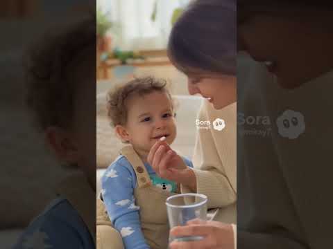 الأم تقنع البيبي بشرب حبة الدوا