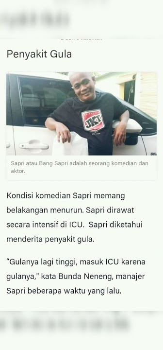 Seorang komedi dan aktor Indonesia meningga dunia 'Bang Sapri'😭