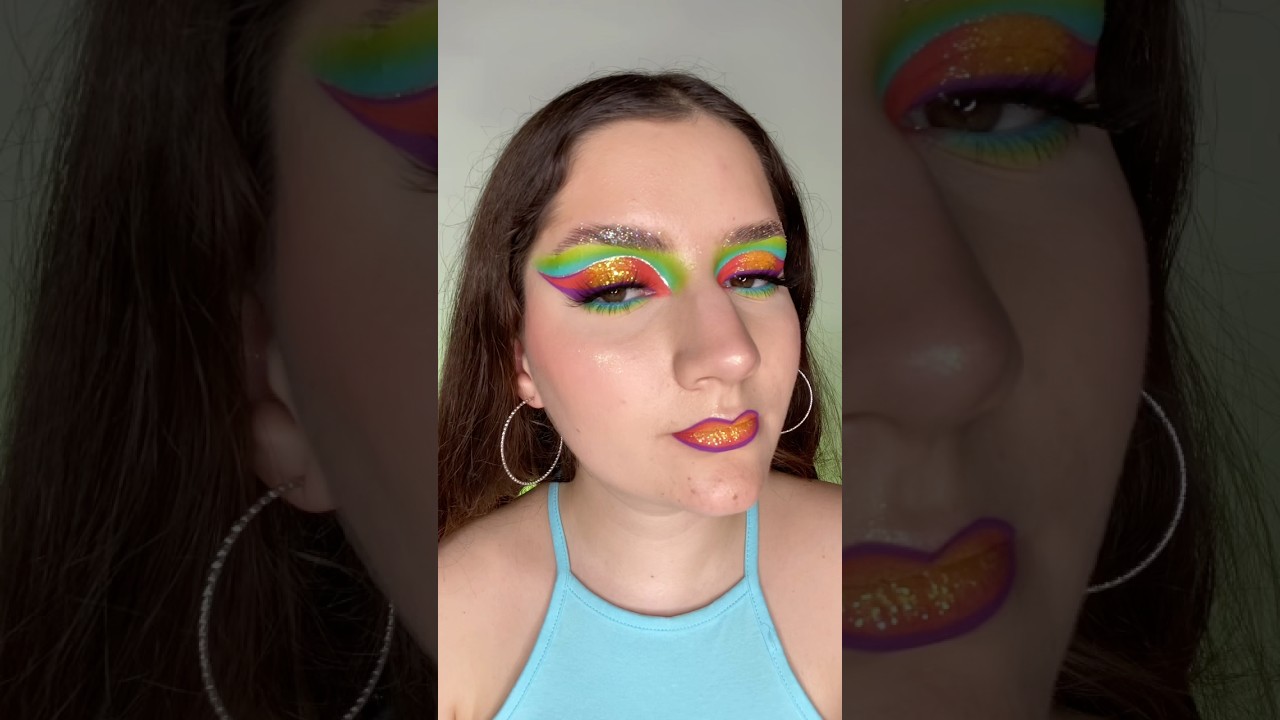 Fun tropical sunset cut crease makeup😍🌴🌅🐠🌺✨ 