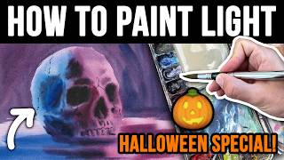 How to Paint Light in Watercolor - Spooky Skull! @LironYan