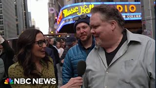 'So memorable': New Yorkers, tourists gather in midtown Manhattan for partial eclipse viewing