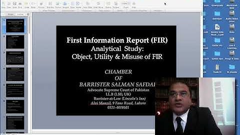 LBA Lecture: Law of FIR by Barrister Salman Safdar ASC