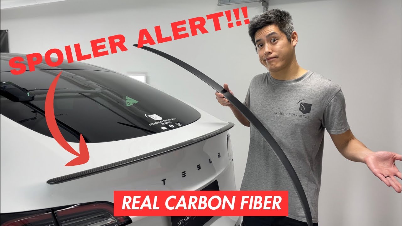 Upgraded my Tesla Model Y 2023 with Carbon Fiber Rear Spoiler from