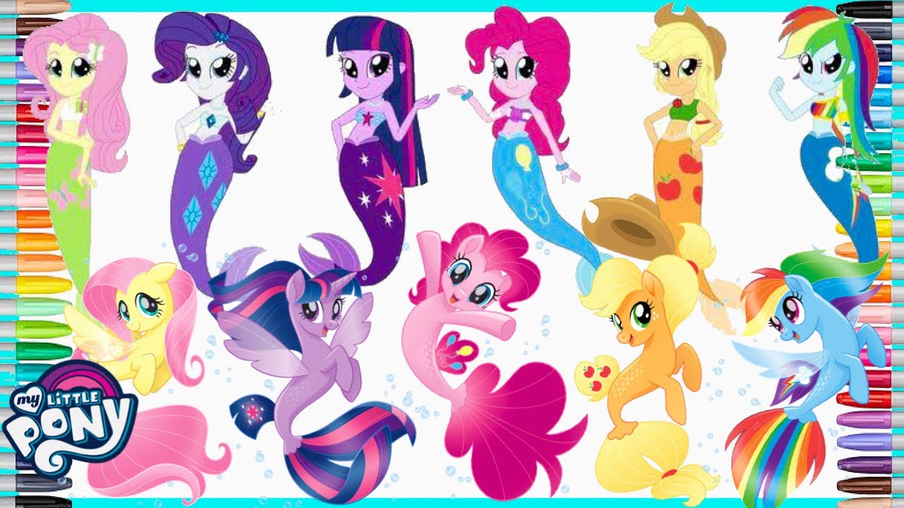 Equestria Girls Mermaid My Little Pony Seapony Coloring Compilation Mewarnai Kuda Poni Duyung Youtube