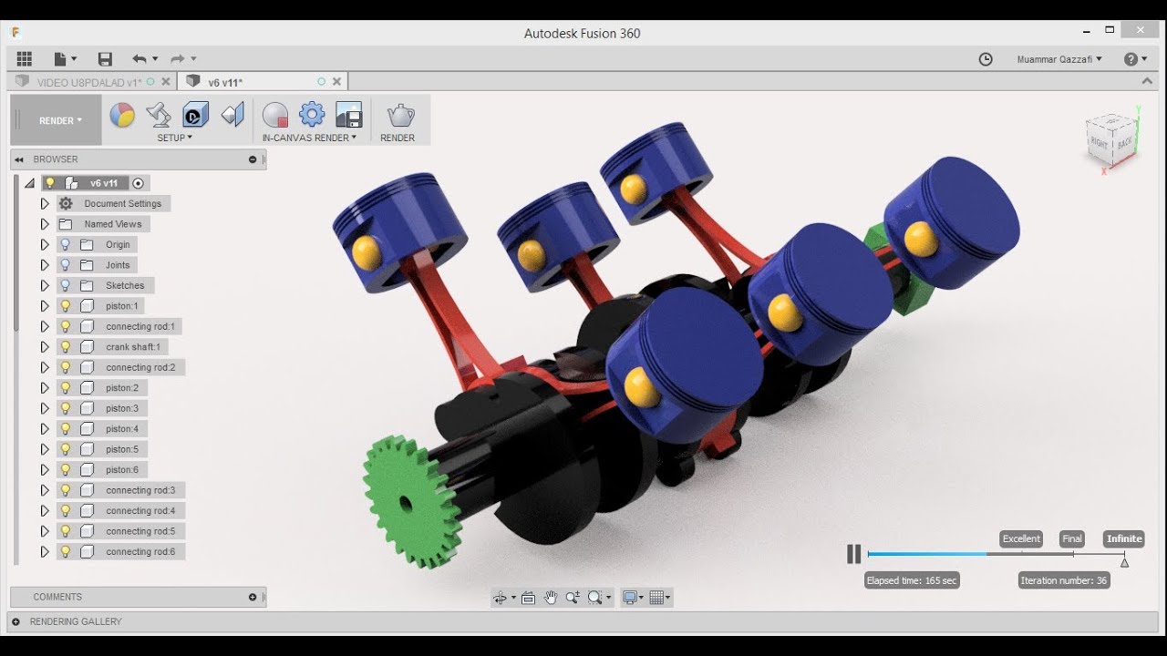Design of V6 ENGINE + WORKING (PART-2) -FUSION 360 Tutorial