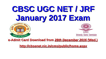 UGC NET-JRF January, 2017 Exam Admit Card Download from 28th Dec.2016