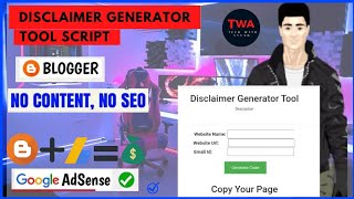 How to make Disclaimer Generator tool script and earn money ? createtool