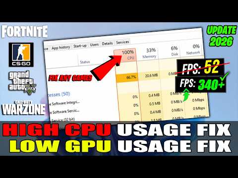 How To Fix 100% CPU Usage & Low GPU Usage While Gaming | Boost FPS & Optimize CPU (2026)