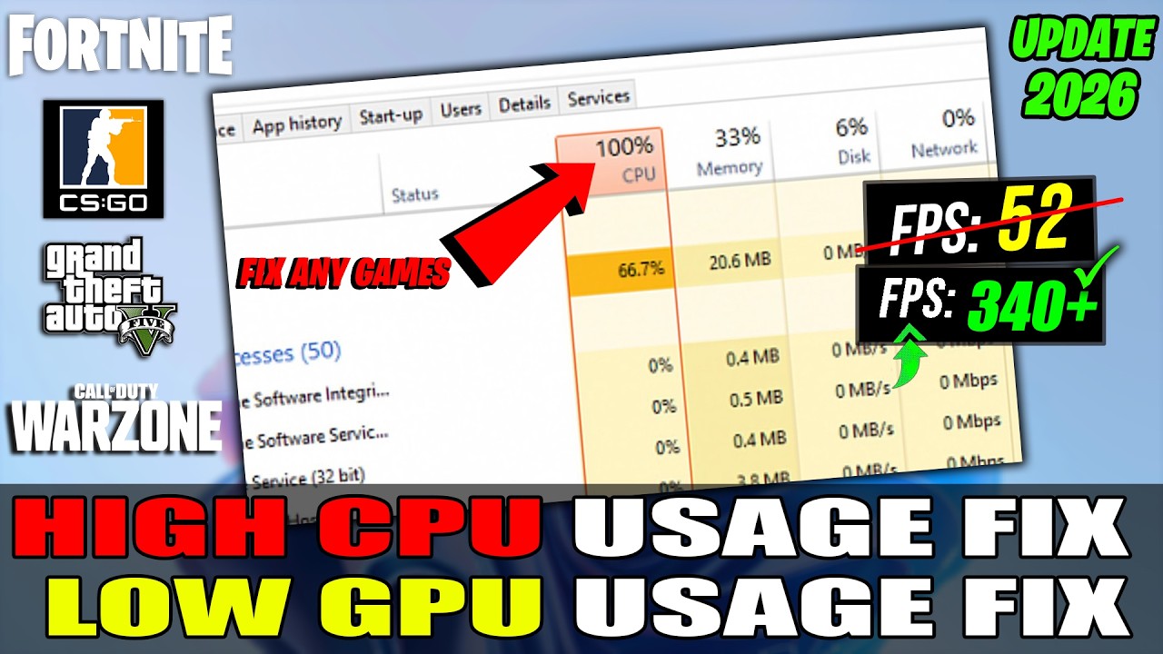 How To Fix 100% CPU Usage & Low GPU Usage While Gaming | Boost FPS ...