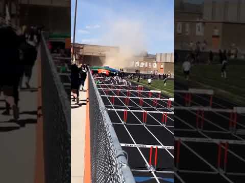 Bounce House blown in air in Zillah High School Washington