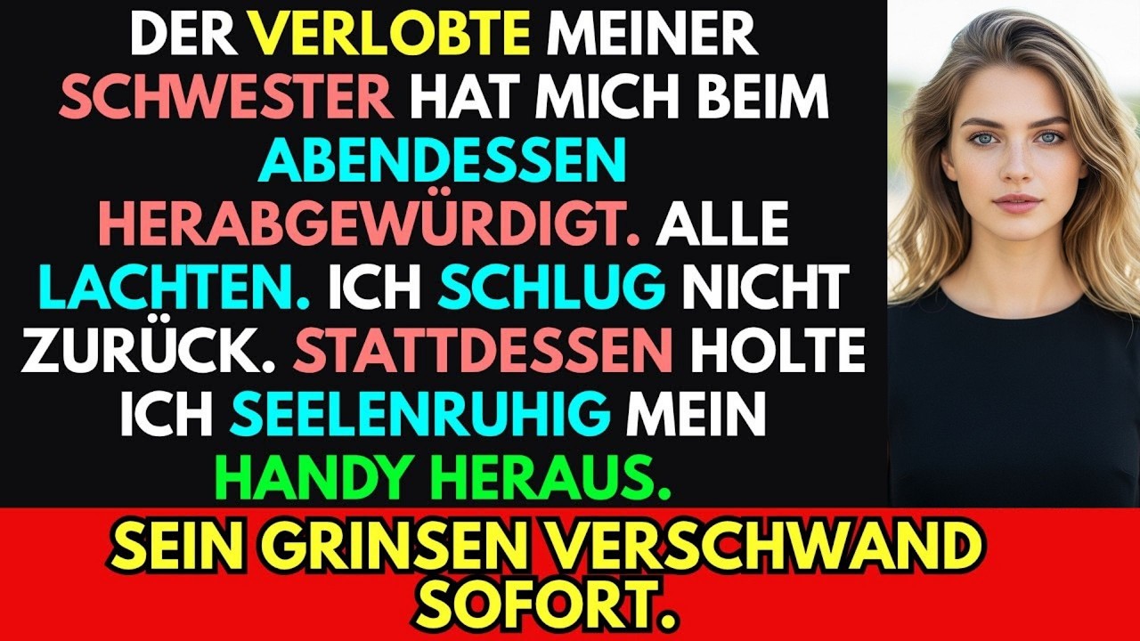 Der Verlobte meiner Schwester hat mich beim Abendessen herabgewürdigt. Alle haben gelacht.Ich nicht…