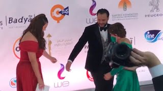 هنادي مهنا و خالد صالح بيحضنوا لبلبة  في ختام مهرجان القاهرة السينمائي