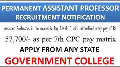 Permanent Assistant Professor Vacancies in Govt. College | PG/UGC NET/PhD | Rs 57,700 pm(L10 CPC)
