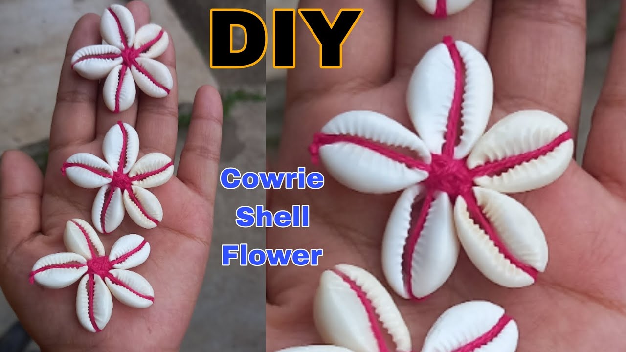 How To Make Cowrie Shell Flower For Jewellery 😱/ Navratri Special Jewellery 🥰/ DIY Sea Shell Flower