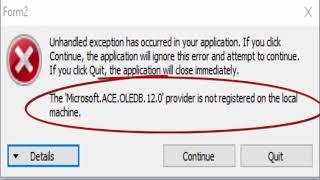 Fix error the 'Microsoft ACE.OLEDB.12.0' provider is not registered on the local machine