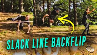 Guy Falls on a Slack Line Attempting a Backflip