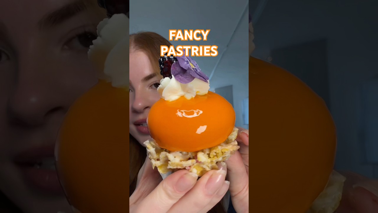 trying FANCY PASTRIES 🎂🍰🍊 #dessert #viraldessert #pastries #tastetest #mukbang #sweets