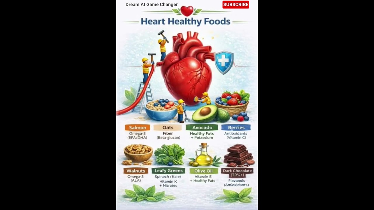 Best Foods for Heart Health ❤️🥑🐟 | Realistic Heart Repair Team Animation (Infographic)