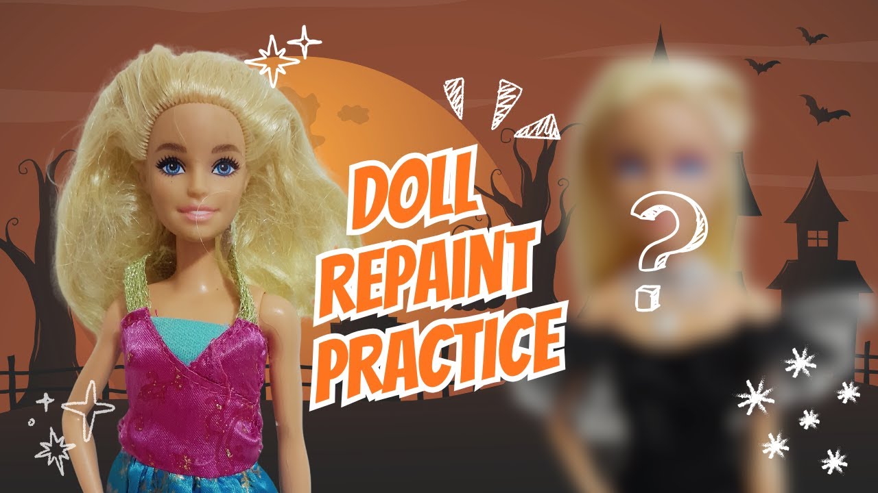 Learning to Repaint Doll #4 | Thrift Store Barbie Repaint | Dark Glam Halloween Doll Transformation