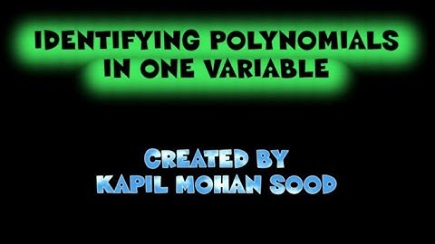 CLASS 9 EX 2.1 Q1 IDENTIFYING POLYNOMIALS IN ONE VARIABLE