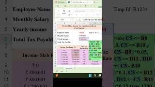 How to Make Income Tax Calculator in Excel 💰 | Automatic Tax Calculation Formula Tutorial #ytshorts