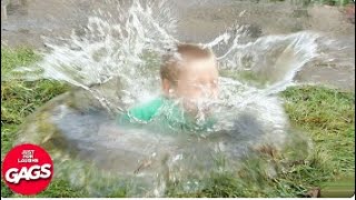 Kid Falls Into Puddle | Just For Laughs