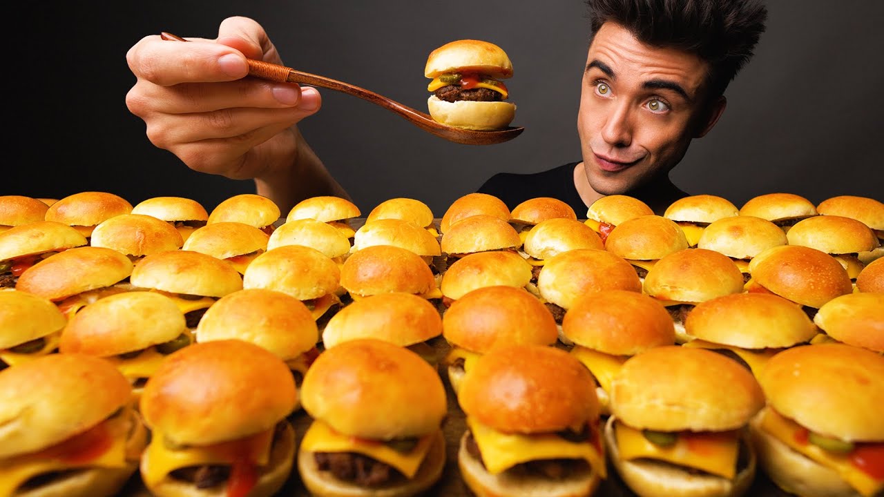 ASMR EATING EXTRA MINI FOOD MCDONALDS BURGERS CHALLENGE 버거 먹방, MINIATURE CHEESEBURGERS | McBang ASMR