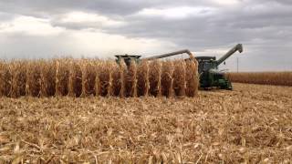 John Deere combine harvester at McMullin's Farm in Iowa