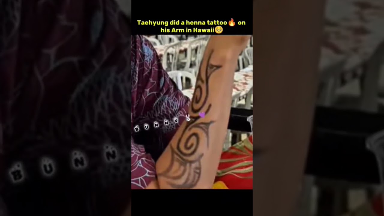 😱 taehyung did hinna tattoo on his arm in Hawaii 