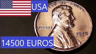 American Coin : One Cent 1970 !! Value 14500 Euros !!