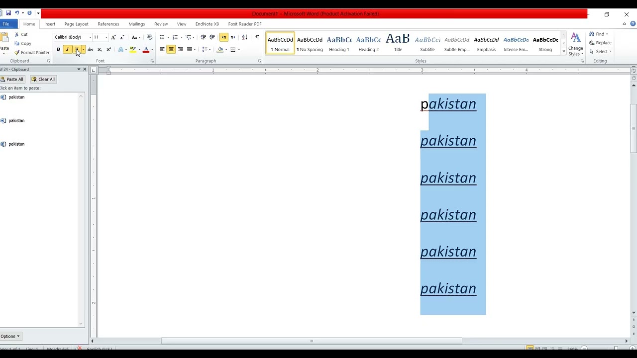 how to use bold, italic underline in ms word