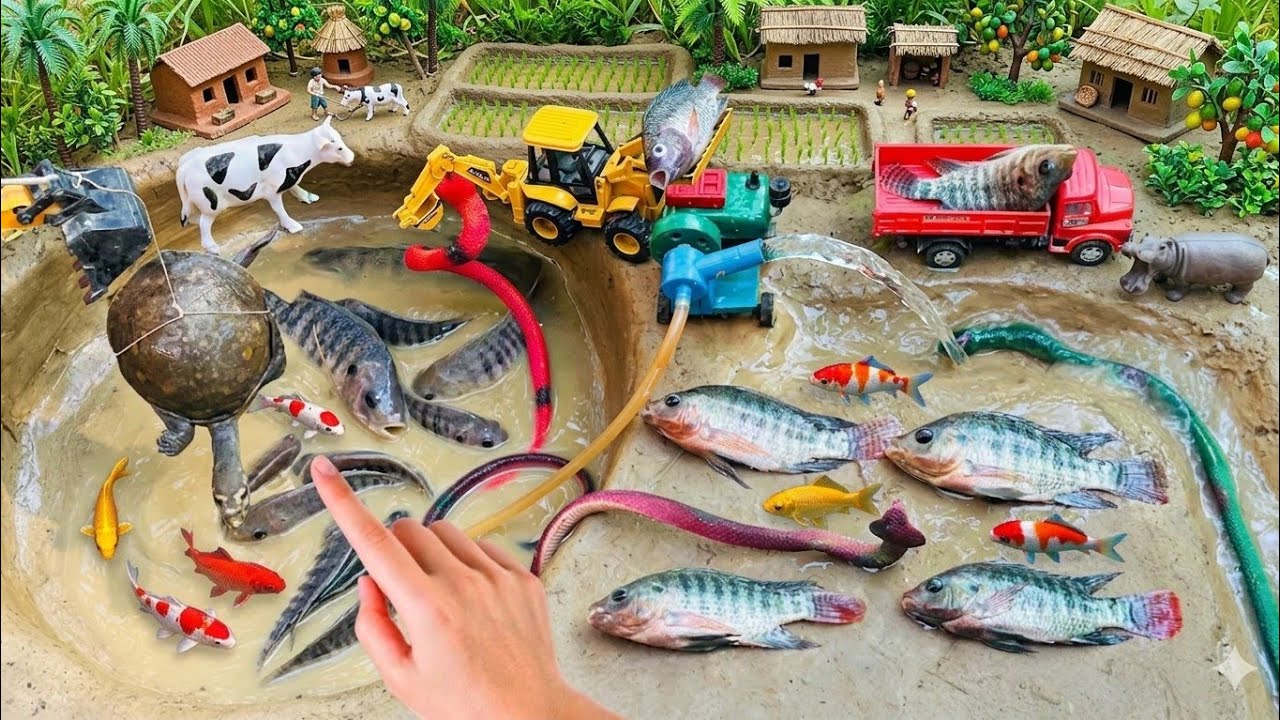 Catch fish using mini water pump | fishing exciting | diy tractor ...