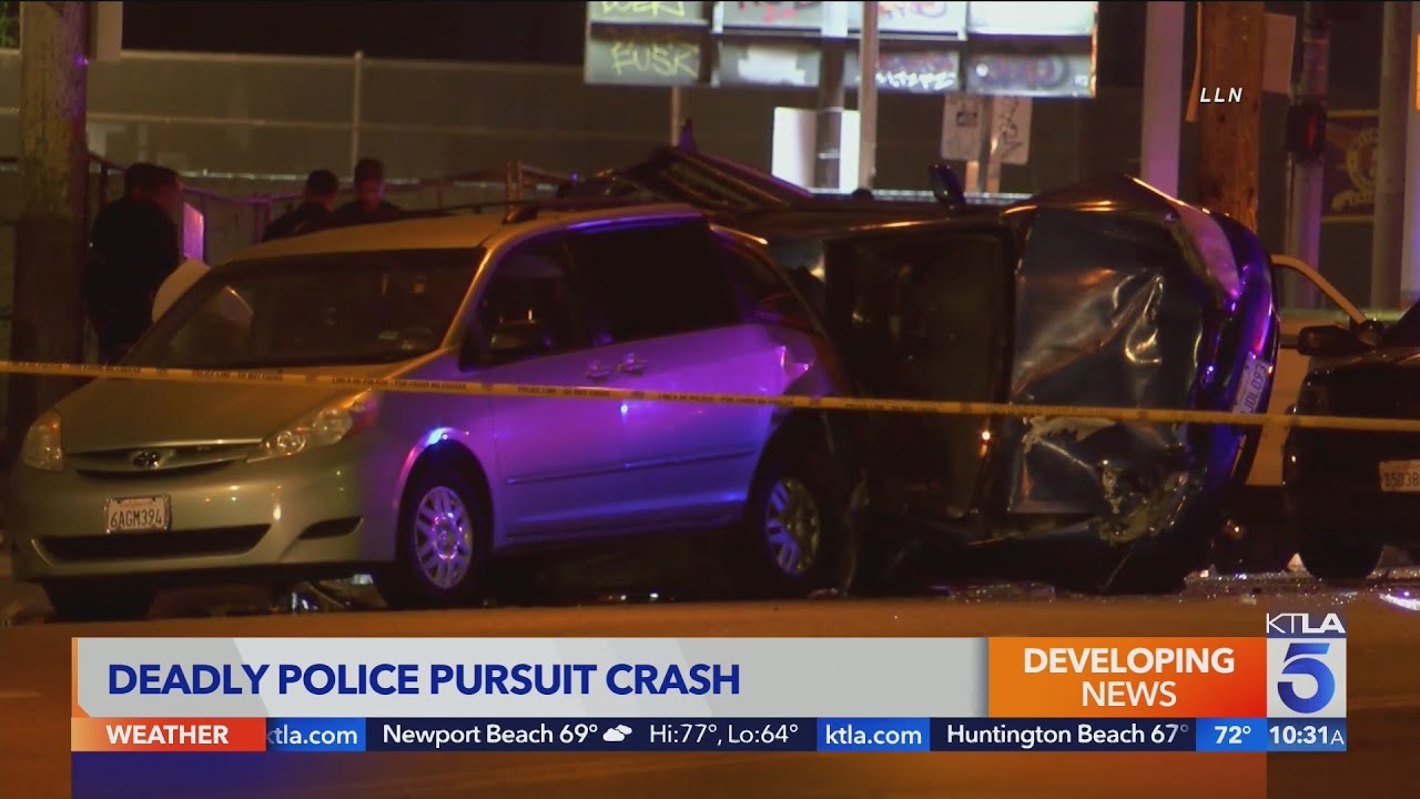 Stolen vehicle pursuit in South L.A. ends in deadly crash - YouTube
