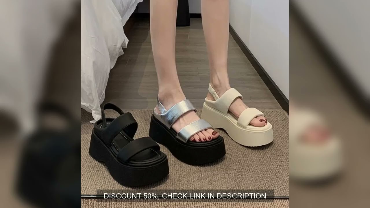 Summer 2025 Chunky Sandals Women's Wedge Heels Slides 8CM High Heels Leather Casual Woman Beach Thic